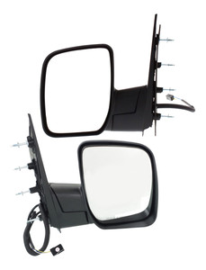 Pair/Set - Non-Towing Manual Folding Mirrors for 2009-2013 Ford E-350 Super Duty, Right Passenger and Left Driver, Non-Heated, Textured Black, w/o Auto Dimming, BSD, Memory, and Signal Light Replacement