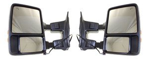 Towing Mirror Pair/Set for Ford F-Series Super Duty 2008, Right Passenger and Left Driver, Power, Manual Folding, Heated, Textured, with Signal Light, without Memory, Replacement Fits: F-250, F-350, F-450, F-550.