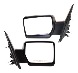 Mirror Pair/Set for Ford F-150 (2009-2010), Right Passenger and Left Driver, Non-Towing, Power, Manual Folding, Non-Heated, Textured, Standard, w/o Auto Dimming, Blind Spot Detection, Memory, and Signal Light, Excludes SVT Raptor Model, Replacement