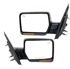 Power Folding Mirror Pair/Set for 2007-2008 Ford F-150, Right Passenger and Left Driver, Non-Towing, Heated, Paintable with In-Housing Signal Light and Memory, without Auto Dimming, Blind Spot Detection Replacement