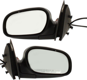 Power Heated Mirror Pair/Set for 2009-2011 Ford Crown Victoria/Grand Marquis, Right Passenger and Left Driver, Manual Folding, Paintable, w/o Auto Dimming, Blind Spot Detection, Memory, and Signal Light Replacement
