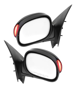 Mirror Pair/Set for Ford F-150 2001-2003, Right Passenger and Left Driver, Non-Towing, Power, Manual Folding, Non-Heated, Paintable, with In-Housing Signal Light, without Auto Dimming, Blind Spot Detection, & Memory, Replacement