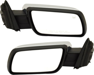 Mirror Pair/Set for Ford Flex 2009-2012 Right Passenger and Left Driver, Power, Heated, Chrome, Manual Folding, with Memory and Puddle Light Replacement