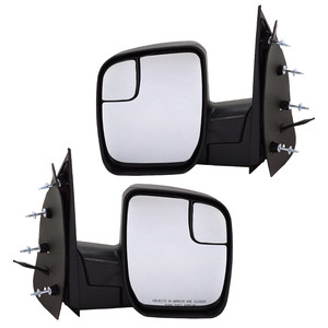 Mirror Pair/Set for Ford Econoline Van 2010-2014, Right Passenger & Left Driver, Non-Towing, Power Adjustment, Manual Folding, Non-Heated, Textured, without Auto Dimming, Blind Spot Detection, Memory, and Signal Light Replacement