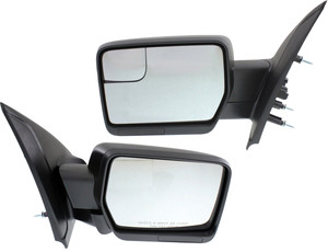 Power Mirror Pair/Set for Ford F-150 2011-2014, Right Passenger and Left Driver, Manual Folding, Non-Heated, Without Memory, Signal and Puddle Light, Compatible with All Cab Types, Paintable Replacement