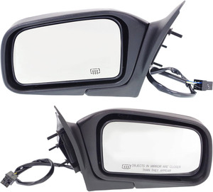 Power Heated Manual Folding Mirror Pair/Set for 1995-1996 Ford Crown Victoria/Grand Marquis, Right Passenger and Left Driver, Paintable Replacement