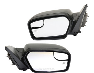 Power Mirror Pair/Set for 2011-2012 Ford Fusion, Right Passenger and Left Driver, Non-Folding, Heated, Textured, with Blind Spot Glass, without Puddle Light, Excludes Hybrid Model Replacement