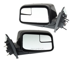 Edge 09-10 Mirror Pair/Set for Ford Edge 2009-2010, Right Passenger and Left Driver, Power, Manual Folding, Non-Heated, Paintable, with Blind Spot Glass, without Auto Dimming, Memory, and Signal Light, Replacement.