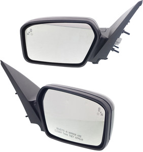 Mirror Pair/Set for Ford Fusion 2010-2012 Right Passenger and Left Driver, Power Adjustable, Non-Folding, Heated, Paintable/Textured, 2 Caps, with Blind Spot Detection and Puddle Light Replacement