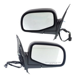 Mirror Pair/Set for Ford Explorer 1995-2001/Explorer Sport 2001-2003, Right Passenger and Left Driver, Power, Manual Folding, Non-Heated, Textured, 5-Wires, without Auto Dimming, BSD, Memory, and Signal Light Replacement