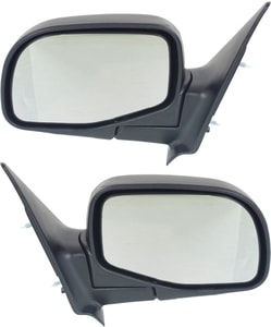 Manual Adjust Mirror Pair/Set for Ford Ranger 1998-2005, Mazda Pickup 1996-2005, Right Passenger and Left Driver, Manual Folding, Non-Heated, Paintable Replacement