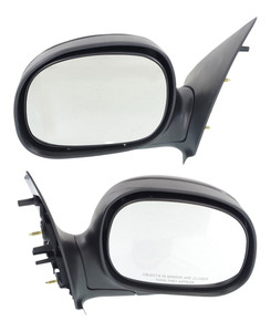 Pair/Set - Manual Adjust, Manual Folding Mirrors for Ford F-150 (1997-2002), F-250 (1997-1999), Right Passenger and Left Driver, Non-Towing, Non-Heated, Paintable, Contour Style, To 2-11-2002, All Cab Types Replacement