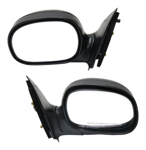 Mirror Pair/Set for Ford F-150 1998-2001, Right Passenger and Left Driver, Power Adjustment, Manual Folding, Non-Heated, Paintable, Contour Style, without Signal Light, Suitable for Regular/SuperCab, Replacement