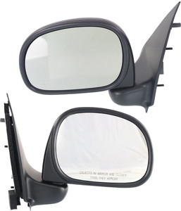 Mirror Pair/Set for Ford F-150 1997-2002, F-250 1997-1999, Right Passenger and Left Driver, Non-Towing, Manual Adjust, Manual Folding, Non-Heated, Textured Paddle Style, To 2-11-02, All Cab Types, Replacement