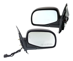 Mirror Pair/Set for Ford Explorer 1995-2001, Explorer Sport 2001-2003, Right Passenger and Left Driver, Power Adjustment, Manual Folding, Non-Heated, Textured, with Puddle Light, Replacement
