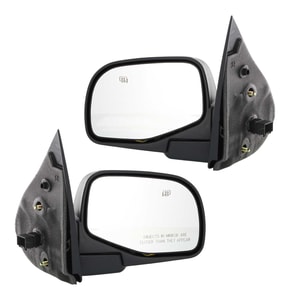 Mirror Pair/Set for Ford Explorer 2002-2005, Right Passenger and Left Driver, Power Adjustment, Manual Folding, Heated, Textured, with Puddle Light, Replacement