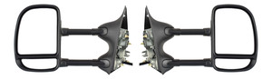 Towing Mirror Pair/Set for Ford F-Series Super Duty 2002-2007/Excursion 2000-2005, Right Passenger and Left Driver, Power, Manual Folding, Non-Heated, Textured, Dual Glass, Dual Arm Type, w/o Signal Light Replacement. Models: for F-250, F-350, F-450, F-550.