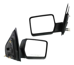Power Heated Mirror Pair/Set for Ford F-150 2004-2008, Right Passenger and Left Driver, Non-Towing, Manual Folding, Textured, without Auto Dimming, BSD, Memory, and Signal Light, New Body Style Replacement