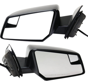Mirror Pair/Set for GMC Acadia 2013-2015, Right Passenger and Left Driver, Power, Manual Folding, Non-Heated, w/o Auto-Dimming, with BSD in Glass, w/o Turn Signal Light, w/o Memory, Non-Towing, Paintable Replacement