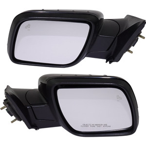 Mirror Pair/Set for Ford Explorer (2016-2019), Right Passenger and Left Driver, Power Adjustable, Manual Folding, Heated, Paintable, with Blind Spot Detection in Glass & In-housing Signal Light, without Auto Dimming and Memory Function, Replacement