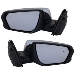 Mirror Pair/Set for 2018-2023 Terrain/Equinox, Power, Manually Folding, Heated, Chrome, with Blind Spot Detection and Signal Light, (Terrain Denali Model), Right Passenger and Left Driver Side, Replacement