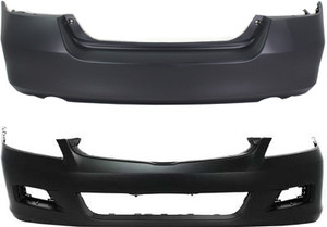 Front and Rear Bumper Cover for 2006-2007 Honda Accord, Primed (Ready to Paint), Sedan - Complete Replacement Set