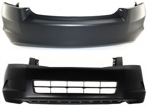 Front and Rear Bumper Cover Set for 2008-2010 Honda Accord Sedan, 4 Cylinder, Primed (Ready to Paint), Replacement