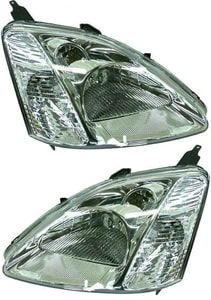 Headlight Pair/Set for Honda Civic Hatchback 2002-2003, Right Passenger and Left Driver, Lens and Housing, Halogen, Replacement