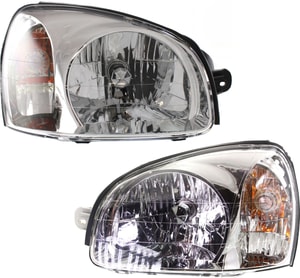 Headlight Assembly for Hyundai Santa Fe, 2003-2006, Right Passenger and Left Driver, Halogen, from 7-14-2003, Replacement Pair/Set