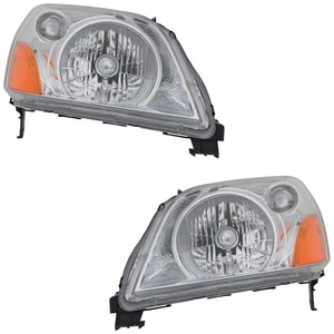 Headlight Pair/Set for Honda Pilot 2003-2005, Includes Right Passenger and Left Driver Side Headlights, Lens and Housing, Halogen, Replacement
