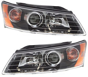 Headlight Assembly for Hyundai Sonata 2006-2008, Right Passenger and Left Driver, Halogen, Replacement Pair/Set