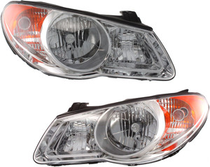 Headlight Assembly for 2007-2009 Hyundai Elantra, Right Passenger and Left Driver, Halogen Replacement Pair/Set