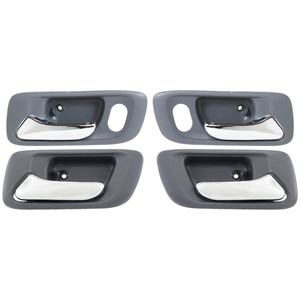 Interior Door Handle Pair/Set for Honda Accord 1998-2002, Front and Rear, Right Passenger and Left Driver, Gray Bezel with Chrome Lever, Replacement