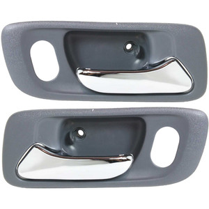 Front Door Handle Pair/Set for Honda Odyssey 1999-2004, Right Passenger and Left Driver, Inside, Chrome Lever with Gray Housing and Hole, Replacement