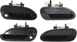 Front and Rear Door Handle Pair/Set for Honda Accord 1998-2002, Right Passenger and Left Driver, Outside, Smooth Black, Sedan, Japan/USA Built Replacement