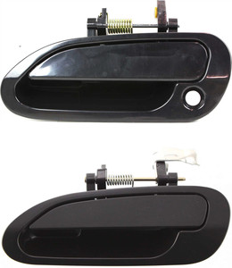 Front and Rear Outside Door Handle Set for Honda Accord 1998-2002, Left Driver, Sedan, Smooth Black, Japan/USA Built, Replacement