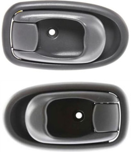 Front Door Handle Assembly Pair/Set for 1999-2000 Hyundai Elantra, Includes Right Passenger and Left Driver Inside Handles, Textured Gray Plastic, Also Fits Rear, Replacement