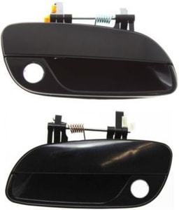 Front Door Handle Pair/Set for Hyundai Elantra 2001-2006, Right Passenger and Left Driver Included, Outside, Smooth Black, Plastic, with Keyhole, Replacement