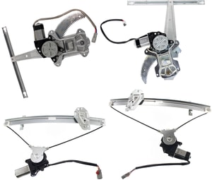 Front and Rear Window Regulator Pair/Set for Honda Accord 1998-2002 Sedan, Right Passenger and Left Driver, Power with Motor, Replacement