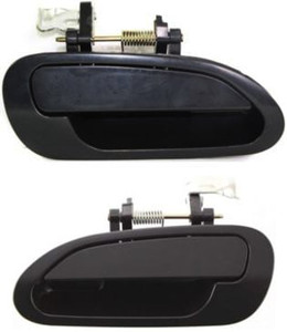 Rear Door Handle Pair/Set for Honda Accord Sedan 1998-2002, Right Passenger and Left Driver Included, Outer, Smooth Black Plastic, Replacement