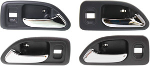 Front and Rear Door Handle Pair/Set for 1994-1997 Honda Accord, Right Passenger and Left Driver Inside, Chrome Gray, Sedan/Wagon, Replacement