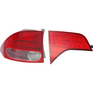 Tail Light Set for 2006-2008 Honda Civic Sedan, Inner and Outer, Halogen, Left Driver Side Replacement