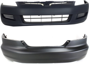 Front and Rear Bumper Cover for 2003-2005 Honda Accord, 2-Piece Set, Primed (Ready to Paint), Suitable for 4 Cylinder Coupe - Replacement