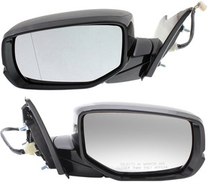 Mirror Pair/Set for Honda Accord 2013-2017, Right Passenger and Left Driver, Power Operated, Manual Folding, Heated, without Auto-Dimming or Blind Spot Feature, In-housing Signal Light, Paintable, Non-Towing, without Memory, Replacement