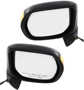 Mirror Pair/Set for Honda Civic 2006-2011 Hybrid Model, Right Passenger and Left Driver, Power, Manual Folding, Non-Heated, Paintable, w/ In-Housing Signal Light, w/o Auto Dimming, BSD, or Memory Replacement