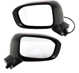 Mirror Pair/Set for 2014-2015 Honda Civic, Right Passenger and Left Driver, Power Adjusted, Manual Folding, Non-Heated, Paintable, Without Auto Dimming, Blind Spot Detection, Memory, and Signal Light Replacement