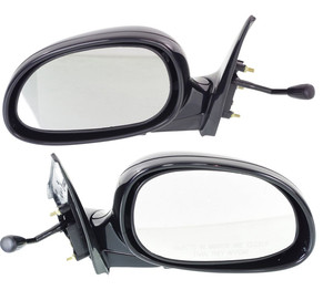 Manual Remote Paintable Mirror Pair/Set for Honda Civic Coupe/Hatchback 1992-1995, Right Passenger and Left Driver, Manual Folding, Non-Heated Replacement