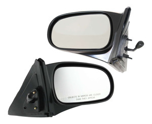 Manual Remote Mirror Pair/Set for Honda Civic 1996-2000, Right Passenger and Left Driver, Non-Folding, Non-Heated, Textured, without Auto Dimming, BSD, or Memory, No Signal Light, Coupe/Hatchback Replacement