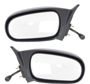 Manual Remote Mirror Pair/Set for 1996-2000 Honda Civic Sedan, Right Passenger and Left Driver, Non-Folding, Non-Heated, Textured, Replacement