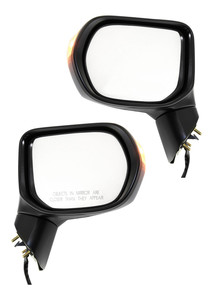 Power Mirror Pair/Set for Honda Civic 2006-2011, Right Passenger & Left Driver, Manual Folding, Heated, Paintable, In-Housing Signal Light, w/o Auto Dimming, Blind Spot Detection, No Memory, Replacement